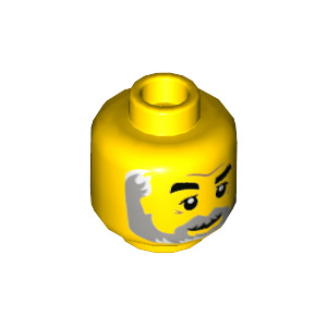LEGO® Minifigure Head Black Eyebrows Right Raised