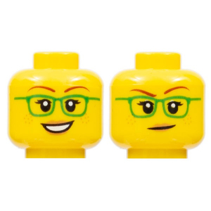 LEGO® Minifigure Head Dual Sided Female Green Glasses Smile