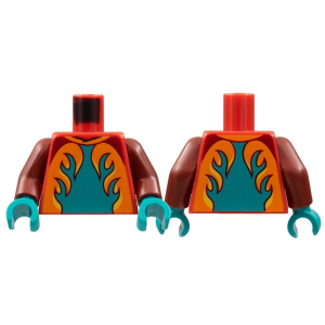 LEGO® Torso Race Suit Dark Turquoise Panel Orange