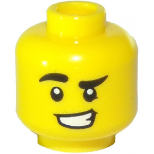 LEGO® Minifigure Head Black Eyebrows Left Lowered