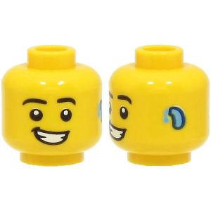 LEGO® Minifigure Head Black Eyebrows Open Mouth Smile
