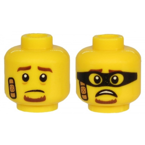 LEGO® Minifigure Head Dual Sided Brown Eyebrows and Goatee
