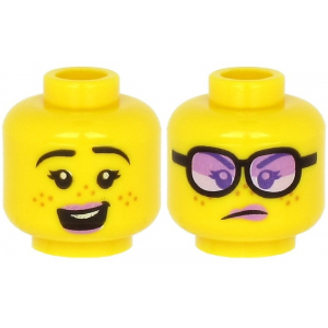 LEGO® Mini-Figurine Tête Femme 2 Expressions Lunette (8O)