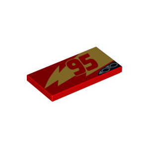 LEGO® Tile 2x4 with Gold Lightning Red 95