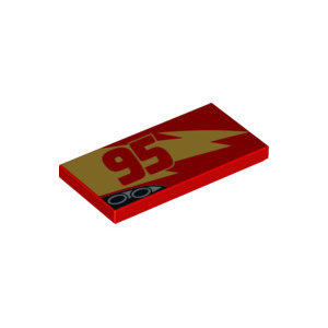 LEGO® Tile 2x4 with Gold Lightning Red 95