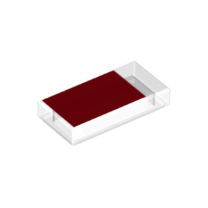 LEGO® Tile 1x2 with Groove with Red Rectangle Pattern