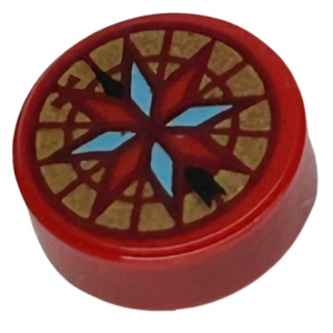 LEGO® Tile Round 1x1 with Dark Red Bright Light Blue and Gol