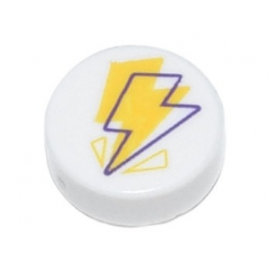 LEGO® Tile Round 1x1 with Yellow and Dark Purple Lightning B