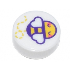 LEGO® Tile Round 1x1 with Yellow and Dark Purple Flying Bumb