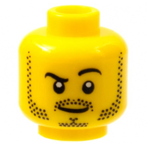 LEGO® Minifigure Head Beard Stubble Black Raised Right Eyebr