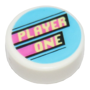 LEGO® Tile Round 1x1 with Bright Light Yellow 'PLAYER ONE'
