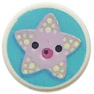 LEGO® Tile Round 1x1 with Lavender Starfish