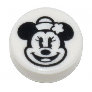 LEGO® Tile Round 1x1 with Black Minnie Mouse Head