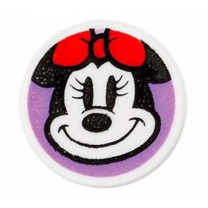 LEGO® Tile Round 1x1 with Minnie Mouse Head Smiling