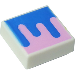 LEGO® Tile 1x1 with Groove with Blue and Bright Pink Splotch