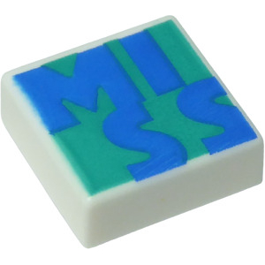 LEGO® Tile 1x1 with Groove with Blue 'MISS'