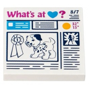 LEGO® Tile 2x2 with Groove with Prize Ribbon Dog and 'What's