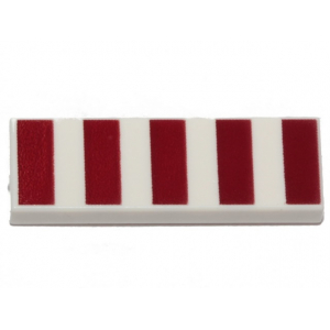 LEGO® Tile 1x3 with 5 Dark Red Stripes Pattern