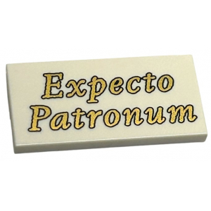 LEGO® Tile 2x4 with Gold Expecto Patronum Pattern
