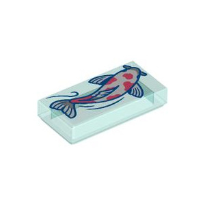 LEGO® Tile 1x2 with Groove with White Koi Fish