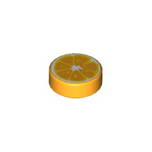 LEGO® Tile Round 1x1 with Orange Fruit Slice Pattern