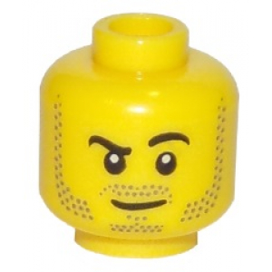 LEGO® Minifigure Head Black Eyebrows Left Raised