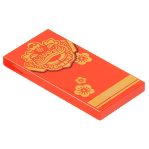 LEGO® Tile 2x4 with Gold Chinese New Year Dragon Flower