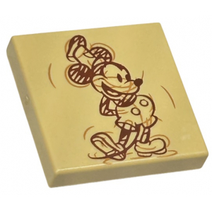 LEGO® Tile 2x2 with Groove with Reddish Brown Mickey Mouse