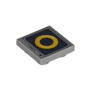 LEGO® Plate Lisse Inversée Imprimée Ecran Rond Jaune