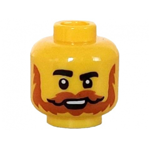 LEGO® Minifigure Head Black Eyebrows Dark Orange Beard