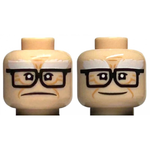 LEGO® Minifigure Head Dual Sided White Bushy Eyebrows