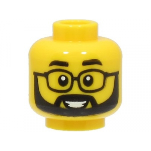 LEGO® Minifigure Head Black Eyebrows Glasses and Full Beard