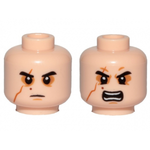 LEGO® Mini-Figurine Tête Homme 2 Expressions Cicatrice (2G)