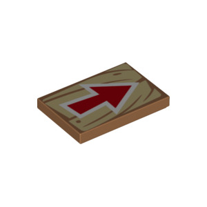 LEGO® Plate Lisse 2x3 Imprimé Fleche Rouge Panneau Bois