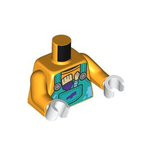 LEGO® Torso Dark Turquoise Overalls with Silver Buttons