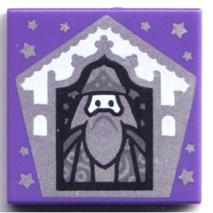 LEGO® Tile 2x2 with Chocolate Frog Card Albus Dumbledore Sil