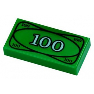 LEGO® Plate Lisse 1x2 Imprimée Billet de 100 - Monnaie