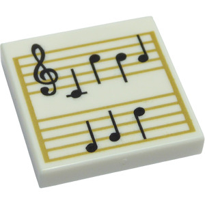 LEGO® Tile 2x2 with Groove with Music Notes Pattern