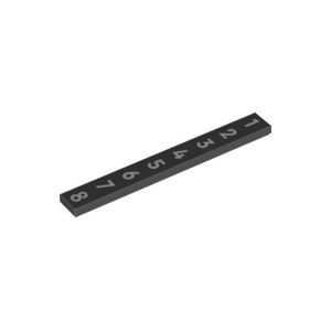 LEGO® Plate Lisse 1x8 Imprimée Série de Chiffres 1 à 8