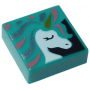 LEGO® Tile 1x1 with Groove with White Unicorn Head Gold Horn
