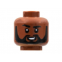 LEGO® Minifigure Head Black Eyebrows Right Raised Beard