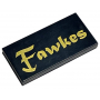 LEGO® Tile 2x4 with Gold Fawkes Pattern