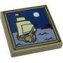 LEGO® Tile 2x2 with Groove with Sailing Ship and Moon Patter