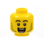 LEGO® Minifigure Head Black Eyebrows Beard Open Mouth Grin