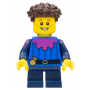 LEGO® Peasant - Child Dark Blue Short Legs Dark Brown Coiled