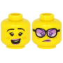 LEGO® Mini-Figurine Tête Femme 2 Expressions Lunette (8O)