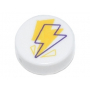 LEGO® Tile Round 1x1 with Yellow and Dark Purple Lightning B