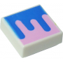 LEGO® Tile 1x1 with Groove with Blue and Bright Pink Splotch