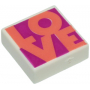 LEGO® Tile 1x1 with Groove with Coral 'LOVE'