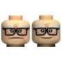 LEGO® Minifigure Head Dual Sided White Bushy Eyebrows